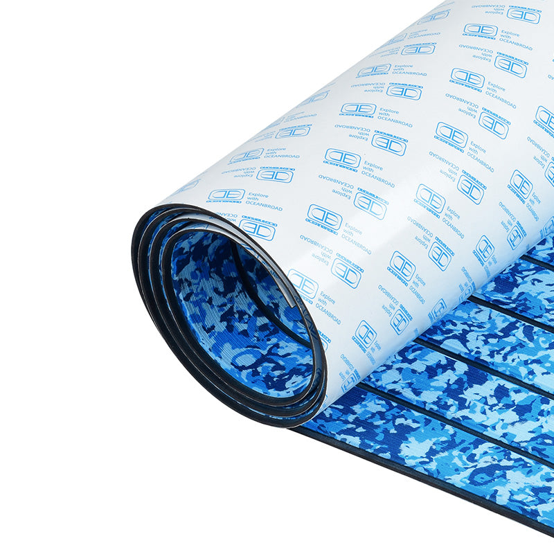 OCEANBROAD Self-Adhesive 48''x16'' Camouflage Boat Flooring Non-Slip Traction Pad EVA Foam Sheet Marine Grip Mat for Boats Surfboard SUP Paddle Board Kayak Yacht, Camo Desert