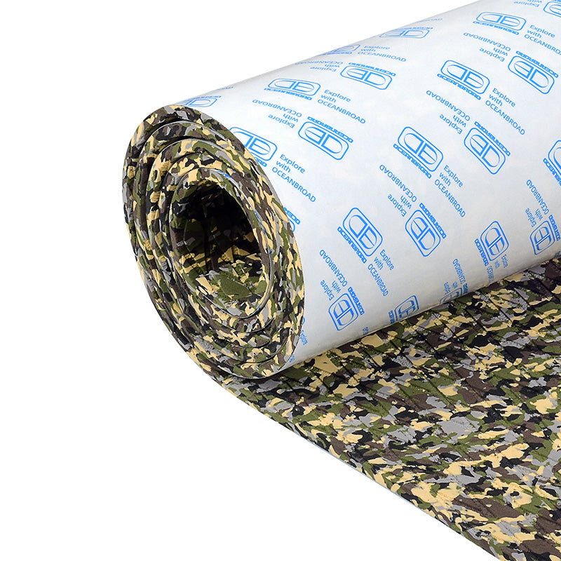 OCEANBROAD Self-Adhesive 48''x16'' Camouflage Boat Flooring Non-Slip Traction Pad EVA Foam Sheet Marine Grip Mat for Boats Surfboard SUP Paddle Board Kayak Yacht, Camo Jungle