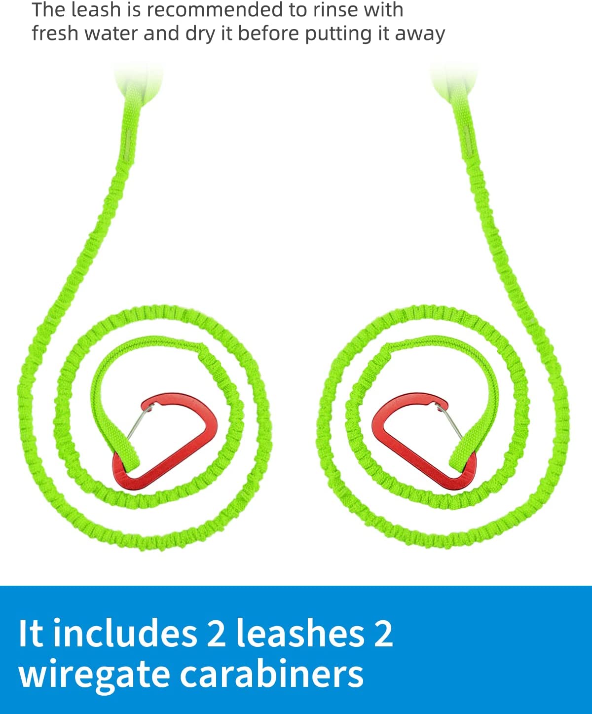 OCEANBROAD Paddle Leash, Green, 2 - Pack - OceanBroad Official