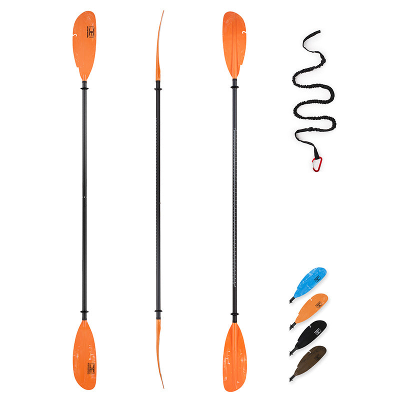 OCEANBROAD Fishing Kayak Paddle -98in / 250cm Carbon Fiber Shaft, Orange