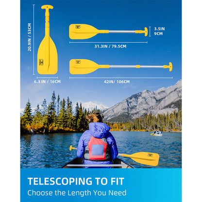 OCEANBROAD Telescoping Emergency Paddle, 21''-42'',Yellow