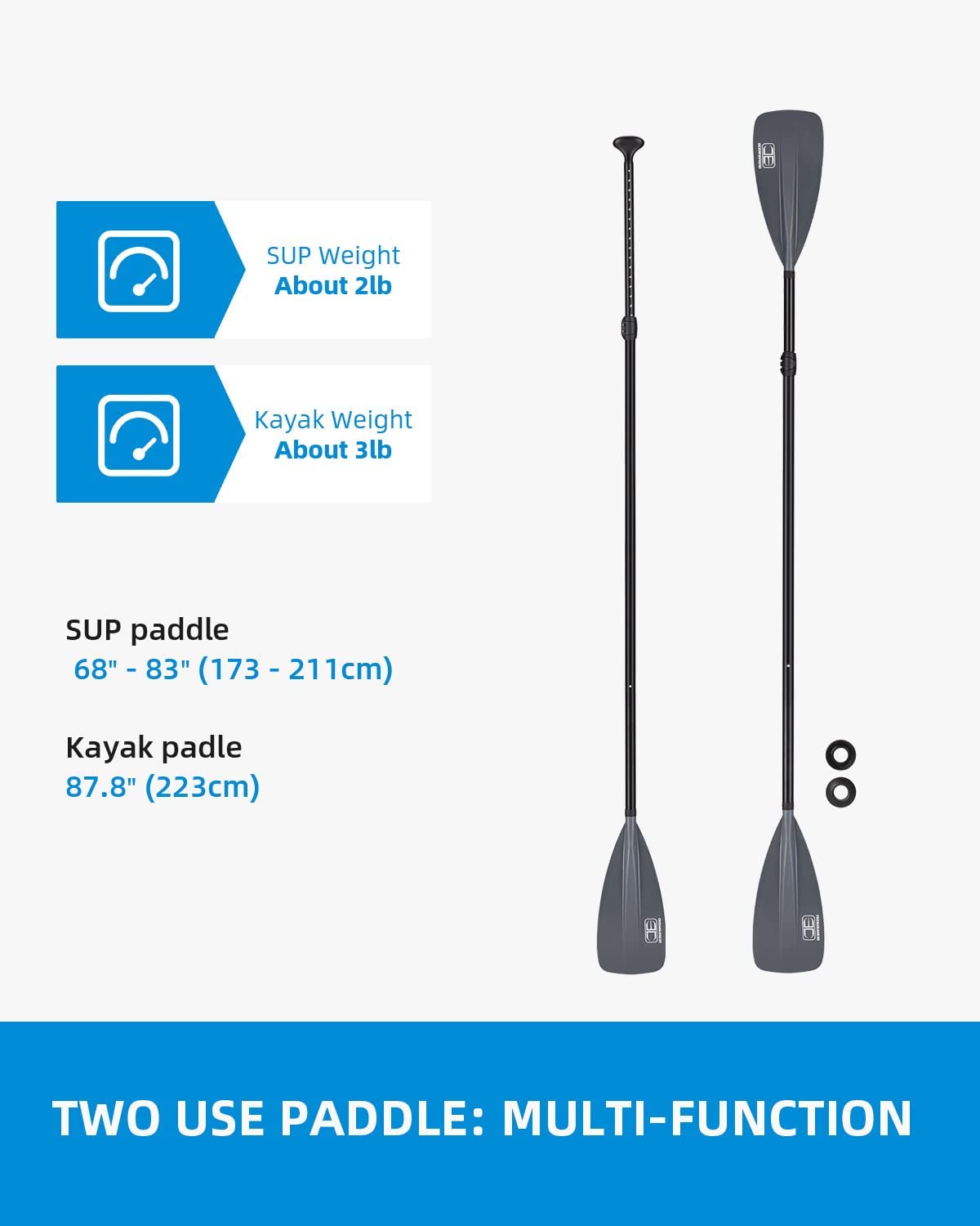 OCEANBROAD SUP Paddle Board Paddle Kayak Paddle, Gray