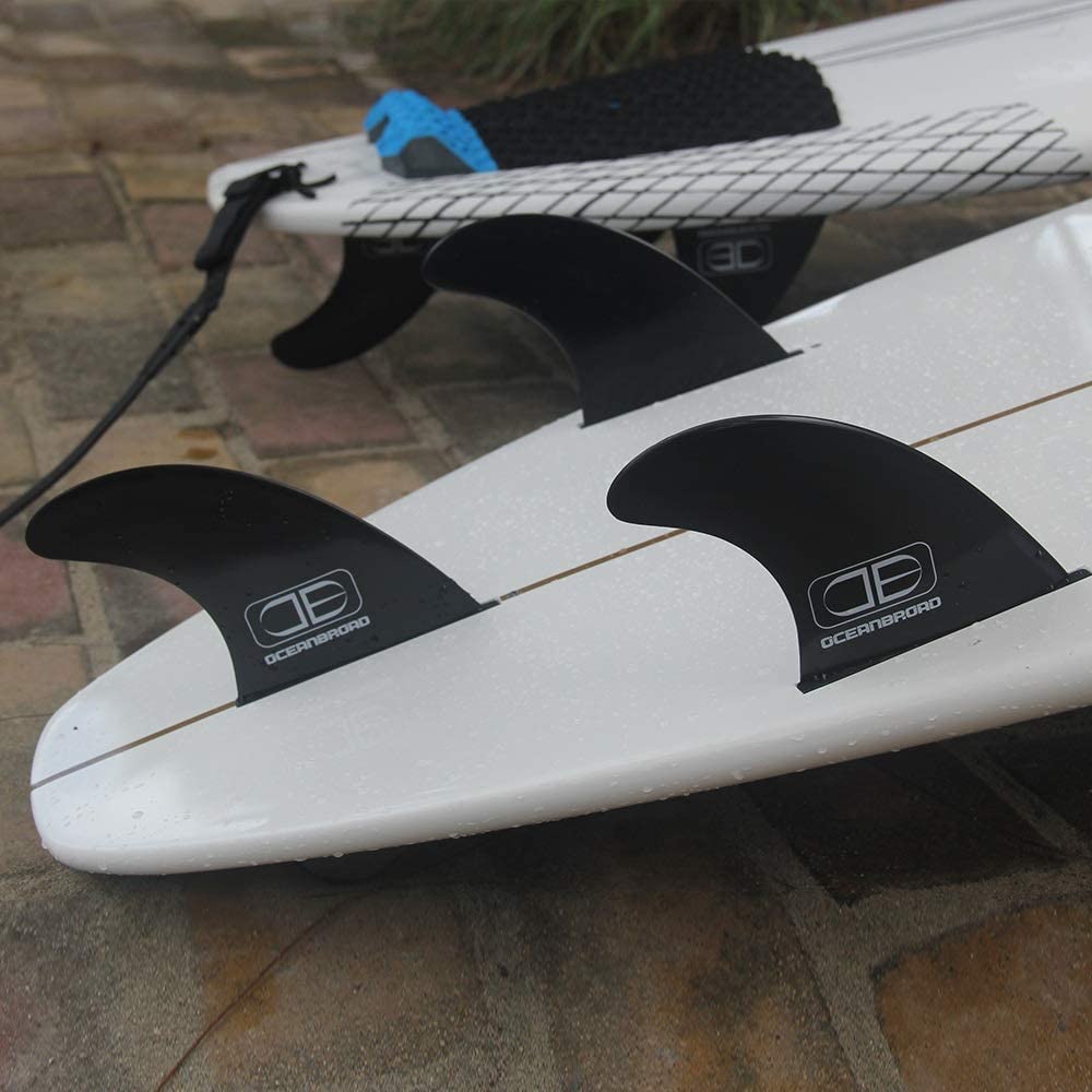 OCEANBROAD Surfboard Fin Thruster 3 Fins for Future-Based Fin Box with Screws Wax Comb Key