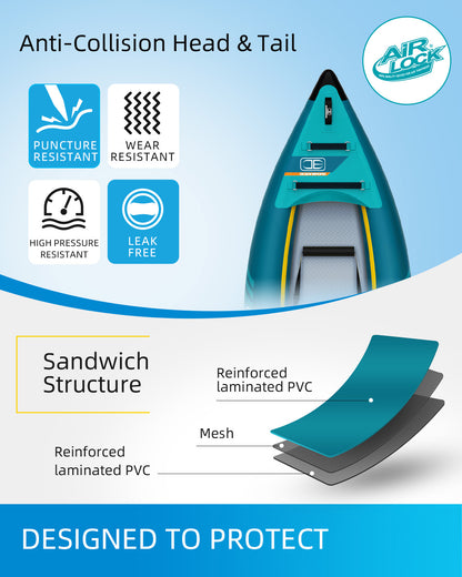 OCEANBROAD INFLATABLE KAYAK 2-Person, Blue