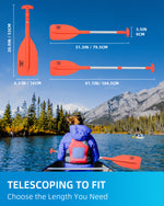 OCEANBROAD Telescoping Kayak Paddle 20''-42'', Orange