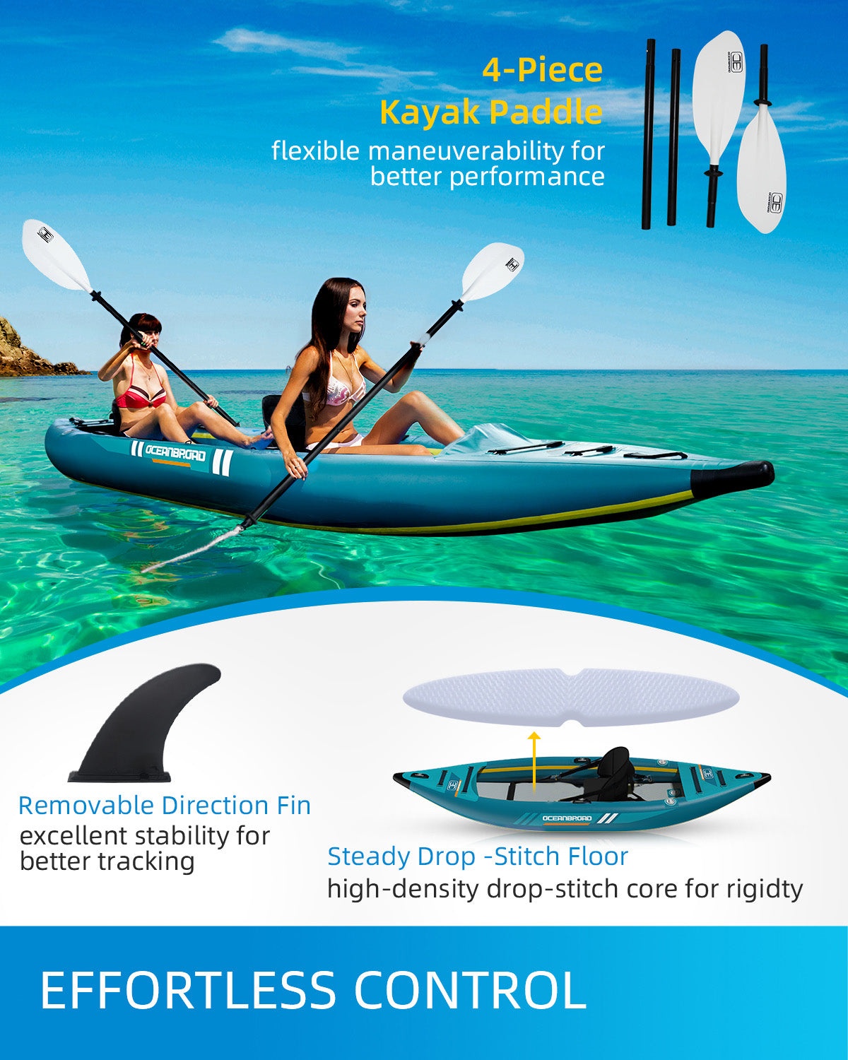 OCEANBROAD INFLATABLE KAYAK 1-Person, Blue