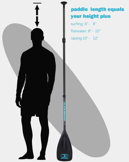 OCEANBROAD SUP Paddle Board Paddle Adjustable Carbon Fiber Shaft Stand up Paddle, Black