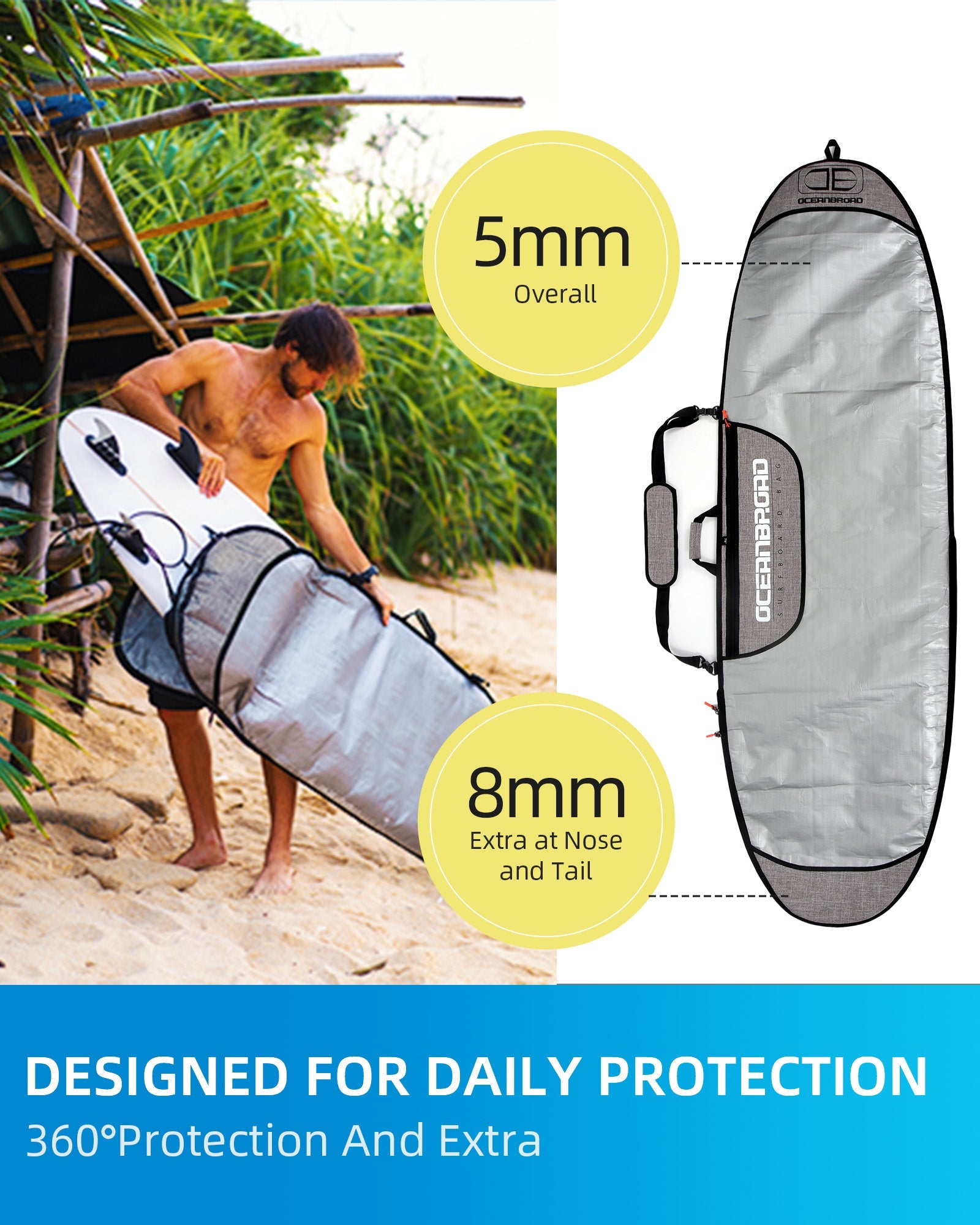 OCEANBROAD Surfboard Day Bag, 6'0