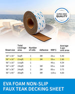 OCEANBROAD 3M Self-Adhesive EVA Foam Boat Flooring 96'' x 2.4'', Brown with Black Seam Lines