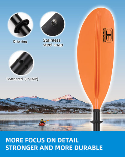 OCEANBROAD Kayak Paddle - 90.5in / 230cm Aluminum Alloy Shaft, Orange