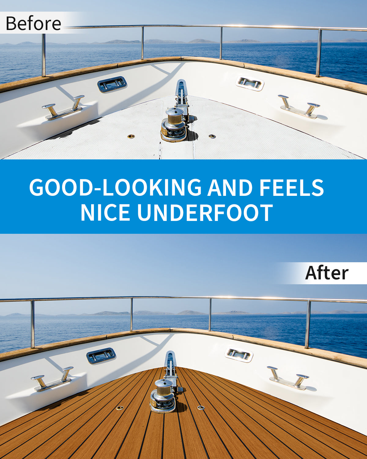 OCEANBROAD Boat Flooring EVA Foam Self-Adhesive 96''x28.8'' Faux Teak Marine Boat Decking Sheet for Jon Boats Yacht Floor