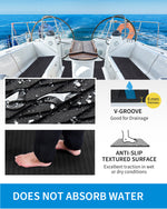 OCEANBROAD Self-Adhesive 48''x16'' Boat Flooring Non-Slip Diamond Pattern Traction Pad EVA Foam Marine Grip Sheet for Boats Surfboard SUP Kayak Yacht, Black