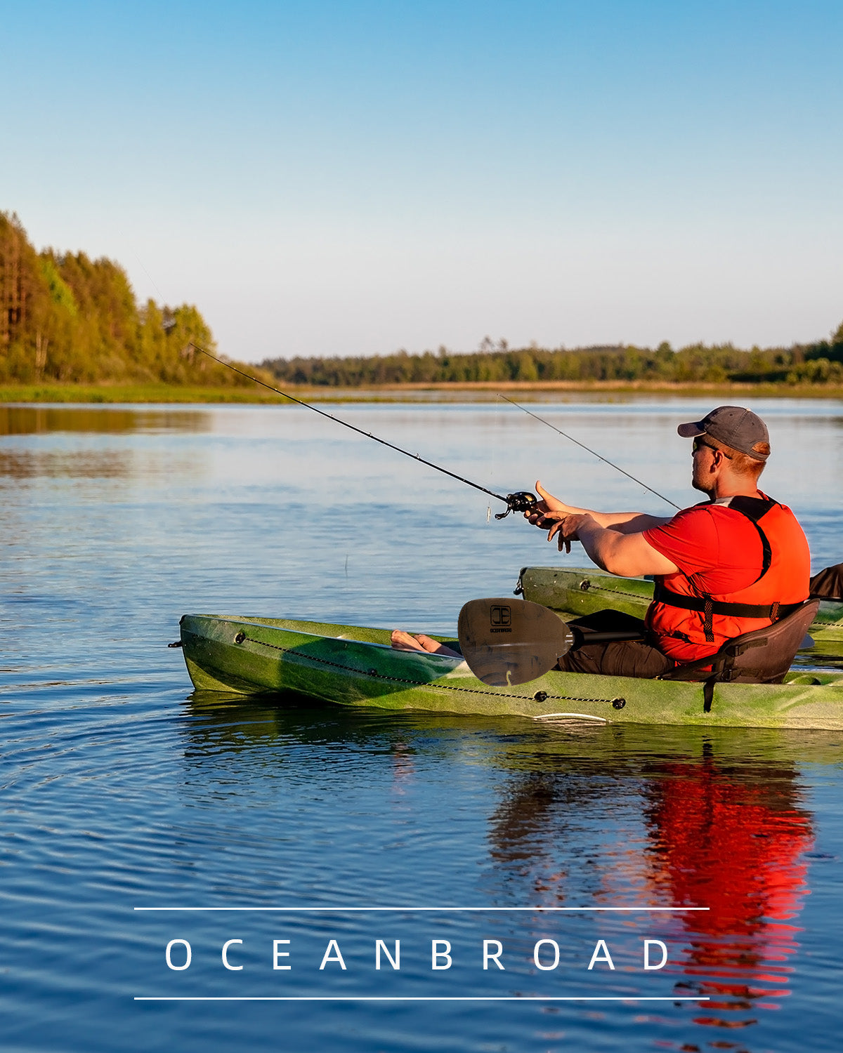 OCEANBROAD Fishing Kayak Paddle -98in / 250cm Aluminum Alloy Shaft, Brown