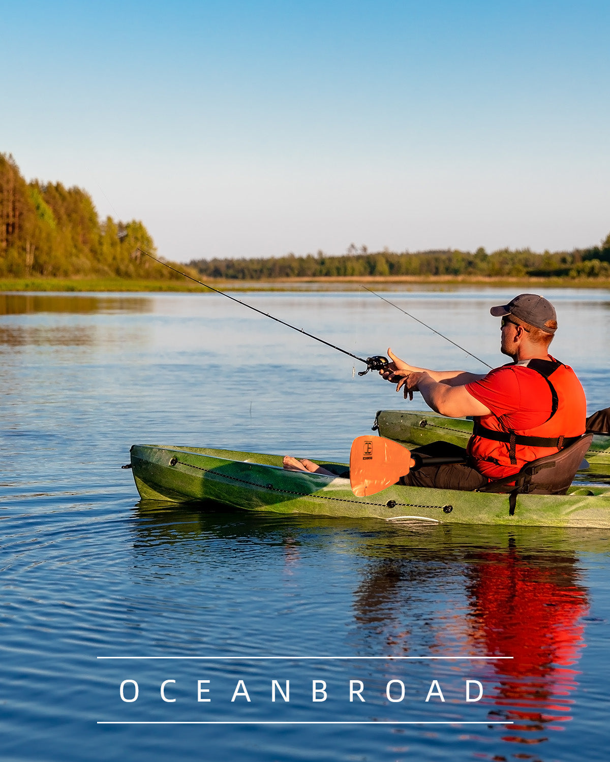 OCEANBROAD Fishing Kayak Paddle -98in / 250cm Aluminum Alloy Shaft, Orange