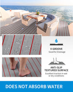 OCEANBROAD 3M Self-Adhesive EVA Foam Boat Flooring, Gray with Red Seam Lines
