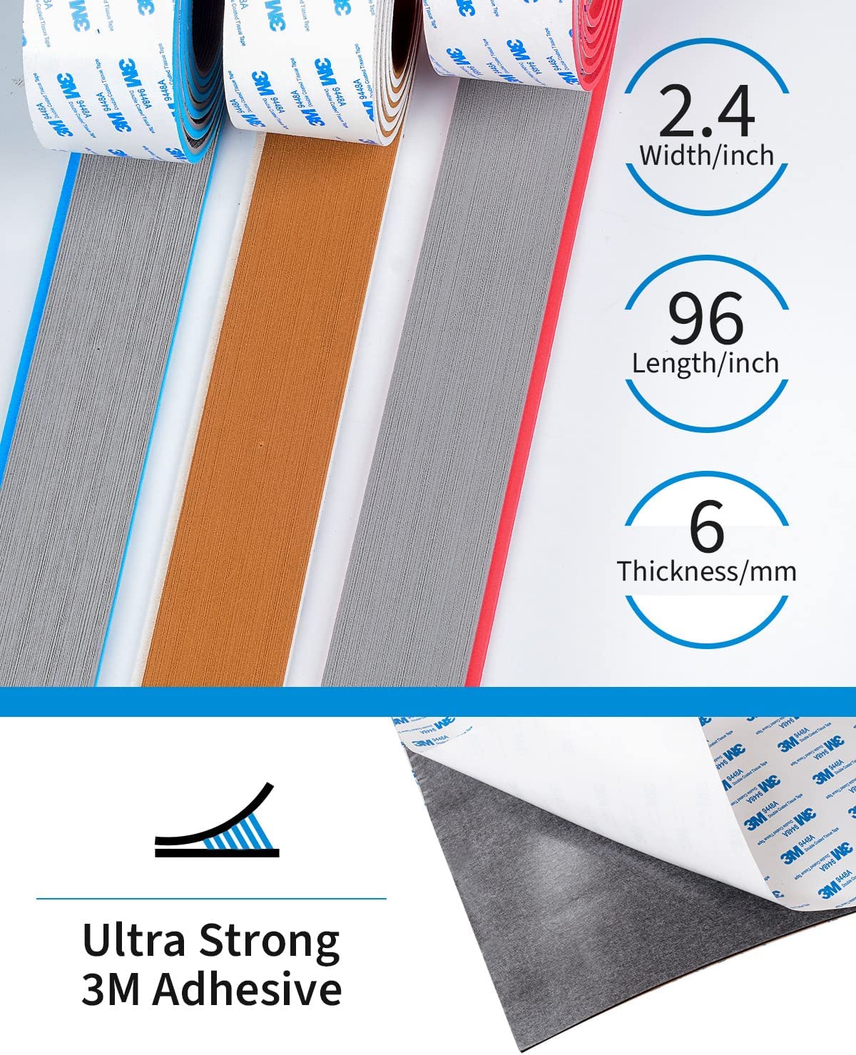 OCEANBROAD 3M Self - Adhesive EVA Foam Boat Flooring 96'' x 2.4'', Gray with Blue Seam Lines - OceanBroad Official