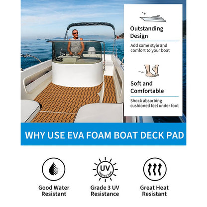 OCEANBROAD 3M Self - Adhesive EVA Foam Boat Flooring, Brown with Black Seam Lines - OceanBroad Official