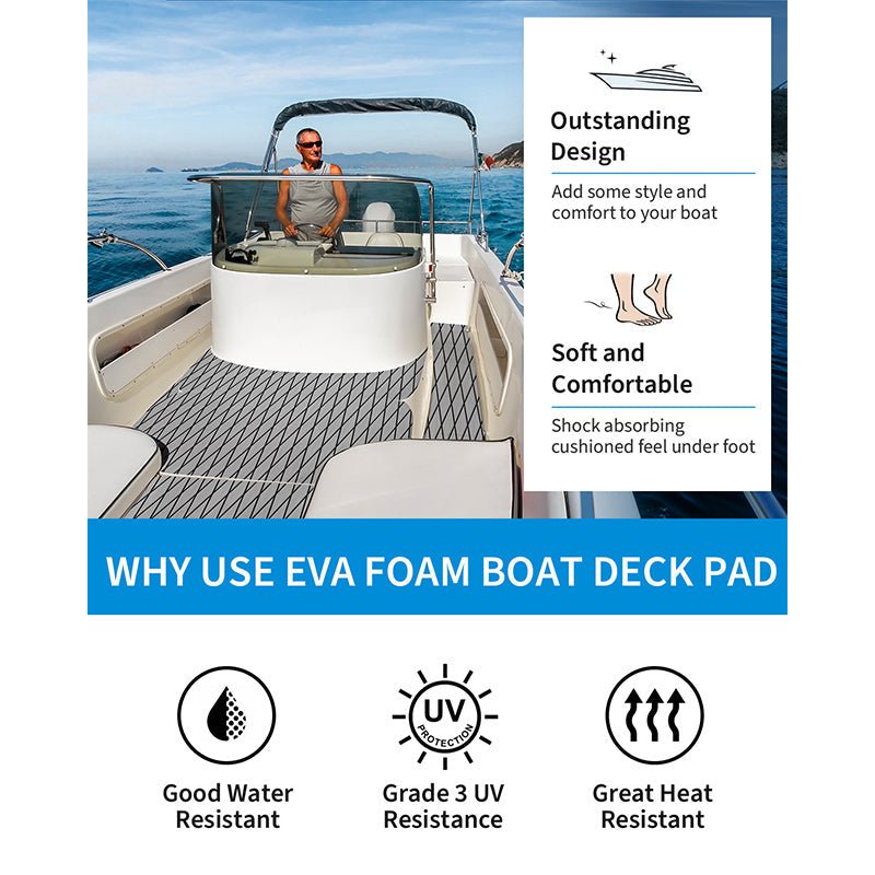 OCEANBROAD 3M Self - Adhesive EVA Foam Boat Flooring, Gray with Black Seam Lines - OceanBroad Official