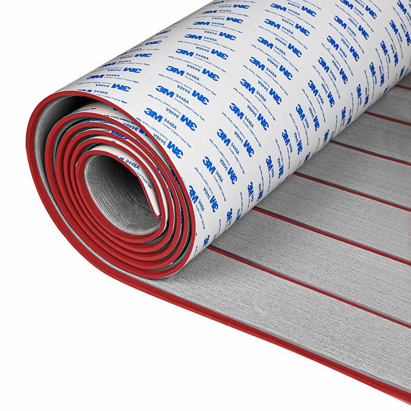 OCEANBROAD 3M Self - Adhesive EVA Foam Boat Flooring, Gray with Red Seam Lines - OceanBroad Official