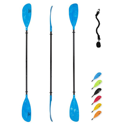 OCEANBROAD Adjustable Kayak Paddle - 86in/220cm to 94in/240cm Aluminum Alloy Shaft, Blue - OceanBroad Official