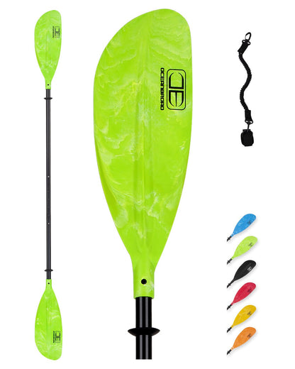 OCEANBROAD Adjustable Kayak Paddle - 86in/220cm to 94in/240cm Aluminum Alloy Shaft, Green - OceanBroad Official