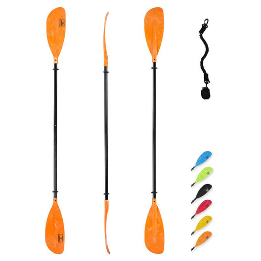 OCEANBROAD Adjustable Kayak Paddle - 86in/220cm to 94in/240cm Aluminum Alloy Shaft, Orange - OceanBroad Official