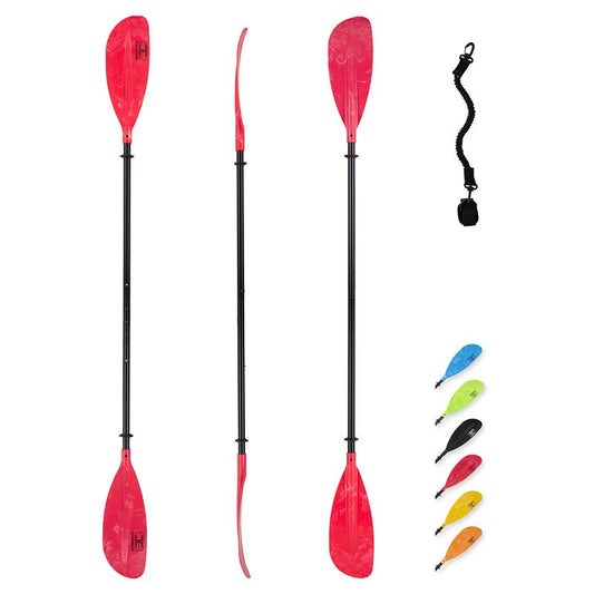 OCEANBROAD Adjustable Kayak Paddle - 86in/220cm to 94in/240cm Aluminum Alloy Shaft, Red - OceanBroad Official