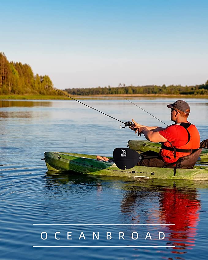 OCEANBROAD Fishing Kayak Paddle - 98in / 250cm Aluminum Alloy Shaft, Black - OceanBroad Official