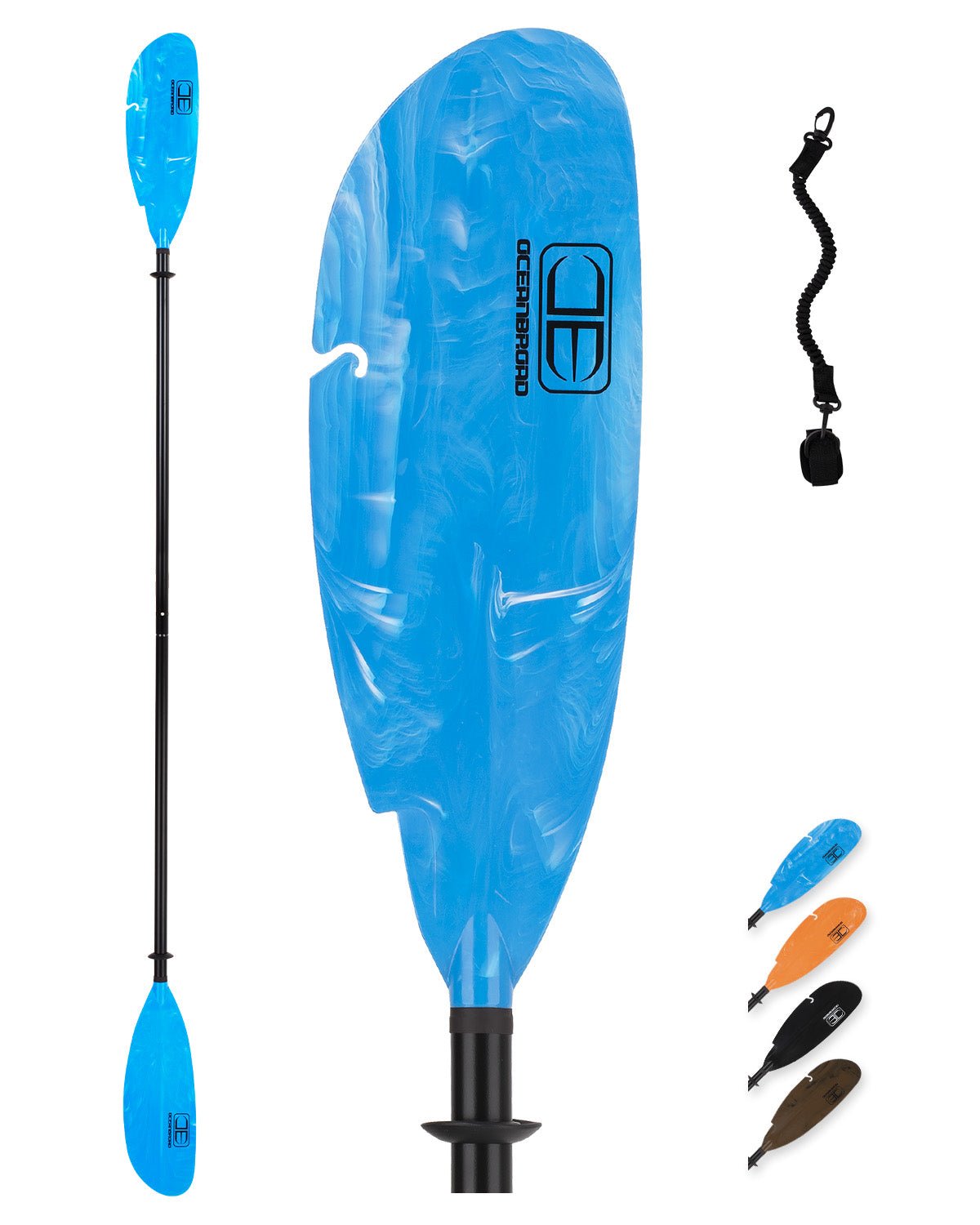 OCEANBROAD Fishing Kayak Paddle - 98in / 250cm Aluminum Alloy Shaft, Blue - OceanBroad Official