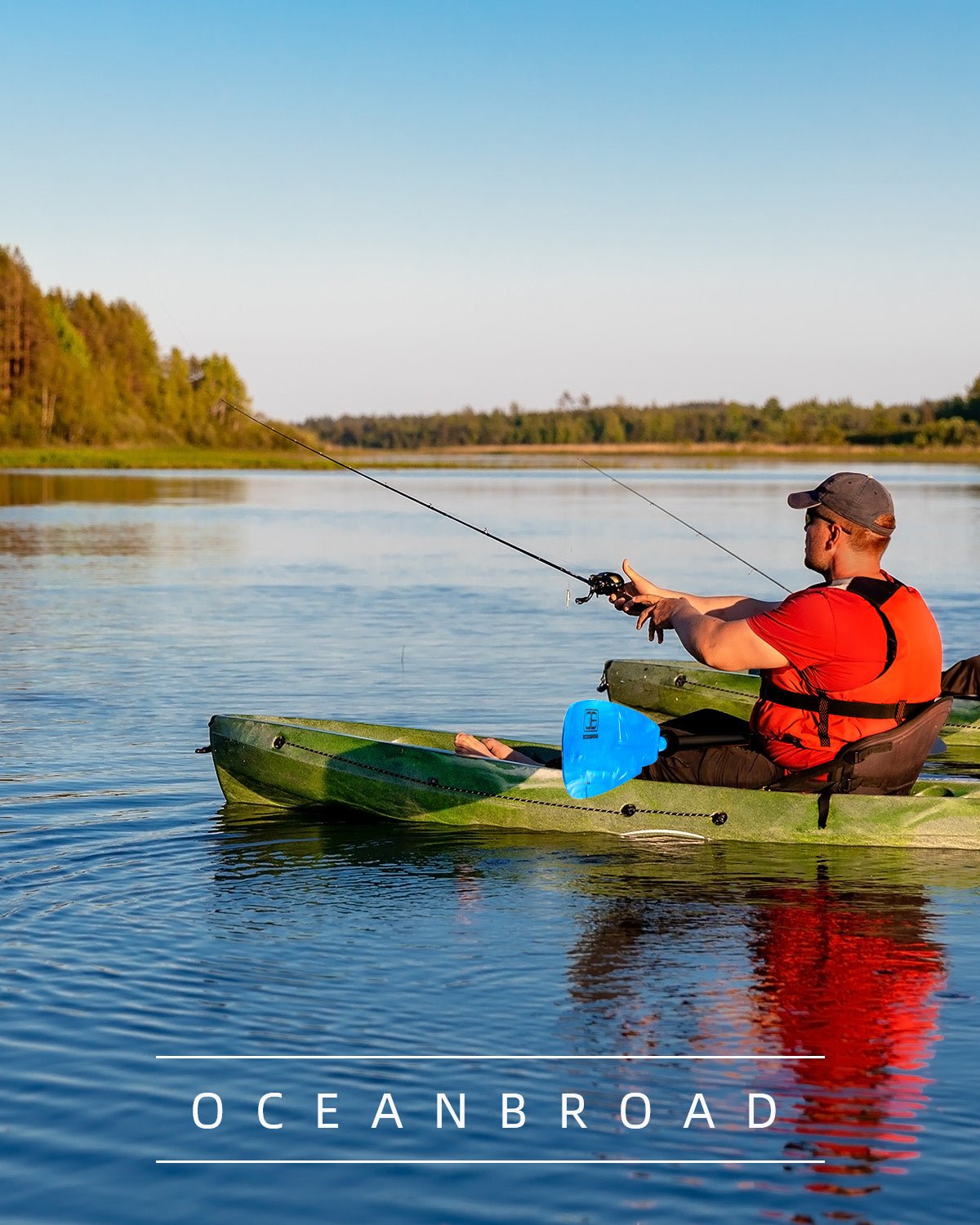 OCEANBROAD Fishing Kayak Paddle - 98in / 250cm Aluminum Alloy Shaft, Blue - OceanBroad Official