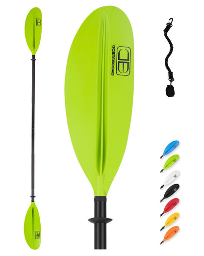 OCEANBROAD Kayak Paddle - 86in / 218cm Aluminum Shaft, Green - OceanBroad Official