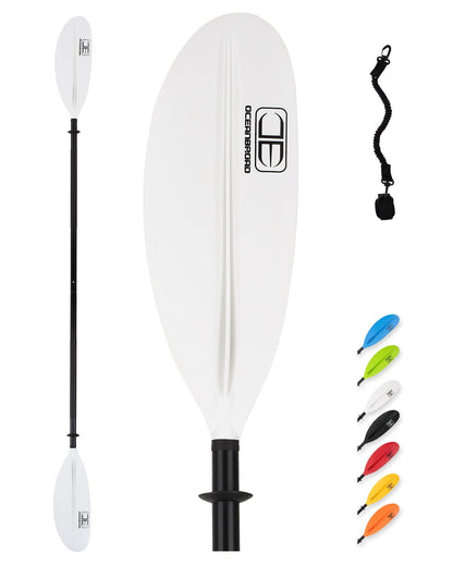 OCEANBROAD Kayak Paddle - 90.5in / 230cm Aluminum Alloy Shaft, White - OceanBroad Official