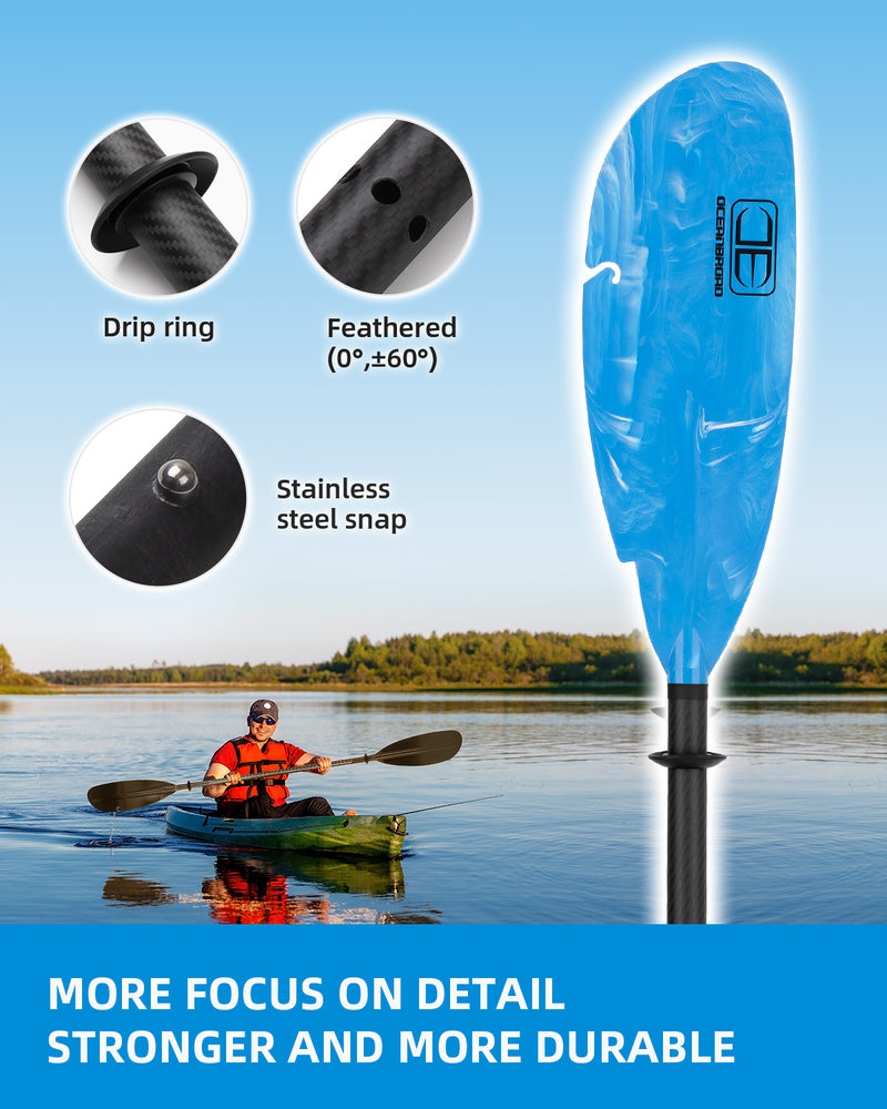 OCEANBROAD Fishing Kayak Paddle -98in / 250cm Carbon Fiber Shaft