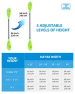 OCEANBROAD Adjustable Kayak Paddle - 86in/220cm to 94in/240cm Aluminum Alloy Shaft, Green