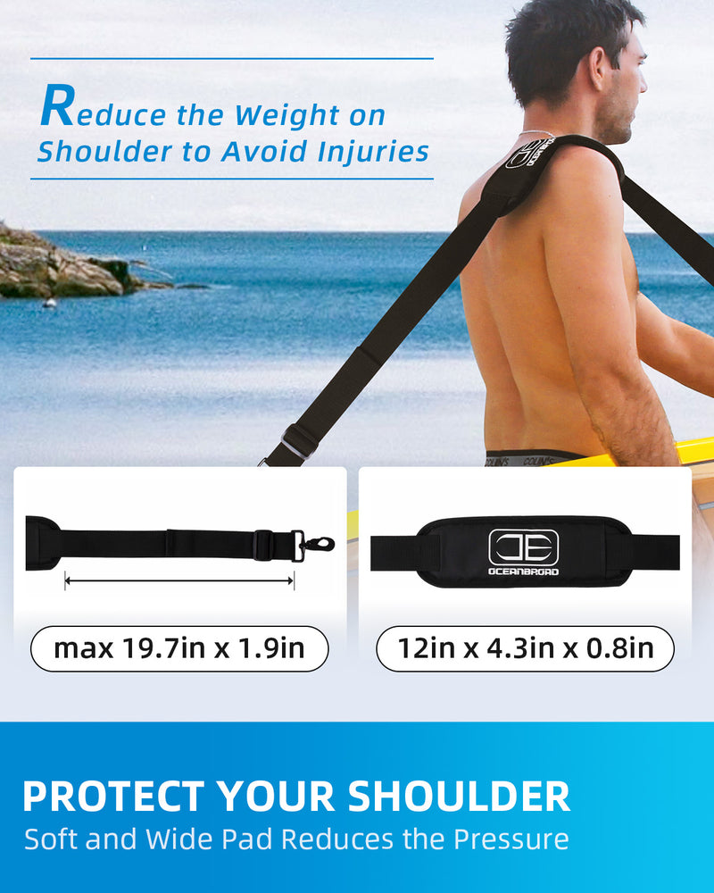 OCEANBROAD SUP Kayak Carry Strap, Adjustable Shoulder Strap with Clips, New