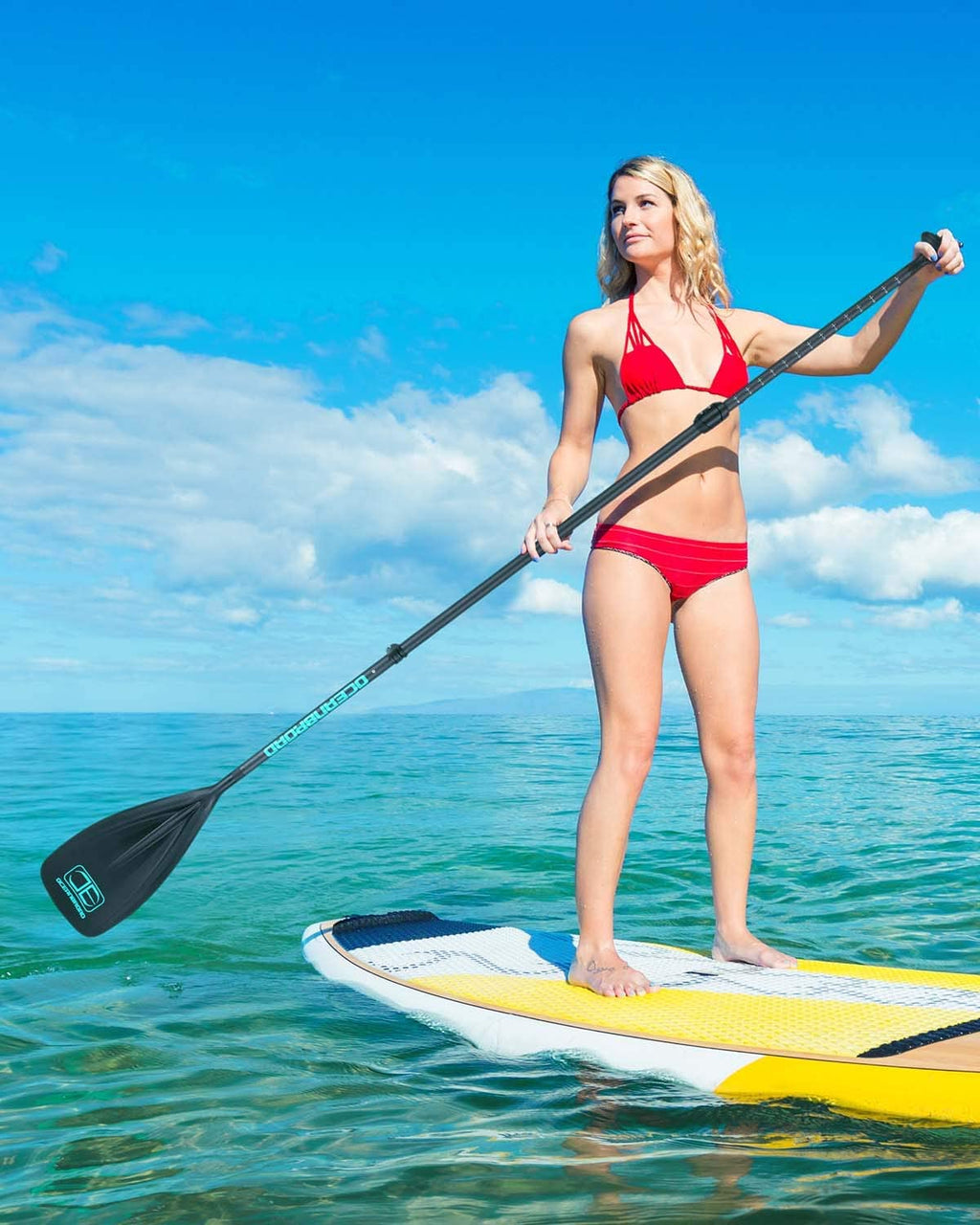 OCEANBROAD SUP Paddle Board Paddle Adjustable Carbon Fiber Shaft Stand up Paddle, Black