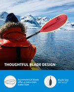 OCEANBROAD Kayak Paddle - 90.5in / 230cm Aluminum Alloy Shaft, Red