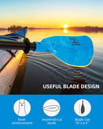 OCEANBROAD Adjustable Kayak Paddle - 86in/220cm to 94in/240cm Alloy Shaft, Blue