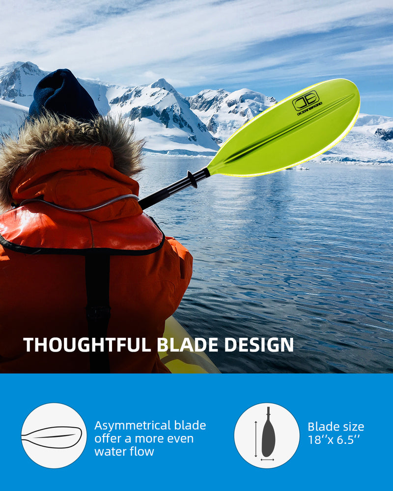 OCEANBROAD Kayak Paddle - 90.5in / 230cm Aluminum Alloy Shaft, Green