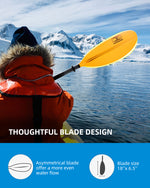 OCEANBROAD Kayak Paddle - 90.5in / 230cm Aluminum Alloy Shaft, Yellow