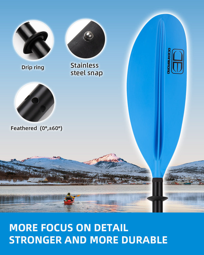 OCEANBROAD Kayak Paddle - 86in / 218cm Aluminum Shaft, Blue